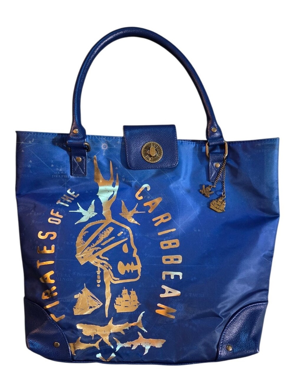 Disney Pirates Of The Caribbean Blue Gold Tote